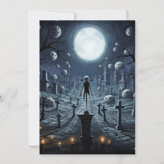Festiva Tarjeta de Halloween de cementerio