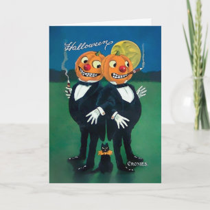 Festiva Tarjeta de Halloween de Crónicas de Calabaza Vinta