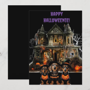 Festiva Tarjeta de Halloween de Dachshund