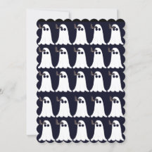 Tarjeta de Halloween de Fantasmas y Murciélagos