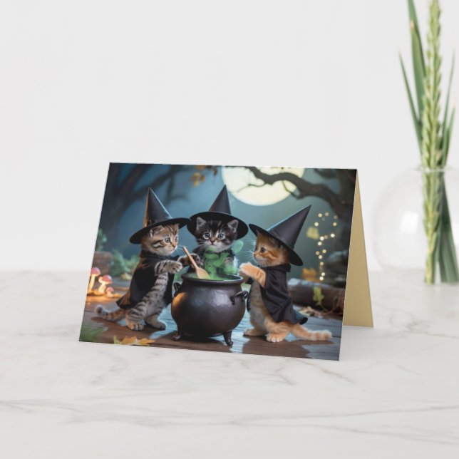 Festiva Tarjeta de Halloween de gato Macbeth lindo (Anverso)