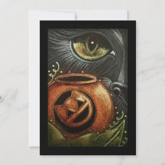 Festiva Tarjeta de Halloween de Gato Negro con Calabaza