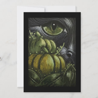 Festiva Tarjeta de Halloween de Gato Negro con Calabazas