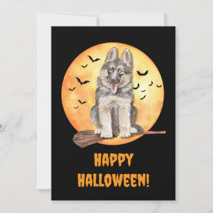 Festiva Tarjeta de Halloween de Pastor Alemán!