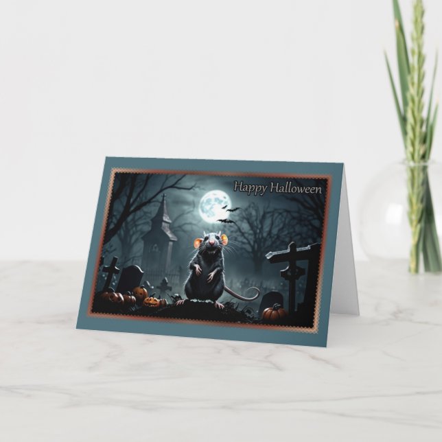 Festiva Tarjeta de Halloween de rata asquerosa (Anverso)