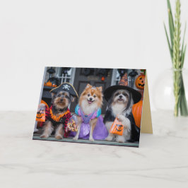 Festiva Tarjeta de Halloween de Trick-or-Treat de Perro Li