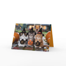 Tarjeta de Halloween de Truco o Trato de Gatito Ad