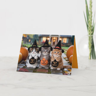 Festiva Tarjeta de Halloween de Truco o Trato de Gatito Ad