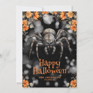 Festiva Tarjeta de Halloween Feliz Floral de Araña Miserab