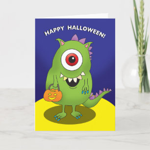Festiva Tarjeta de Halloween - Monstruo con ojos grandes,