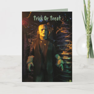 Festiva Tarjeta de halloween monstruosa de Frankenstein