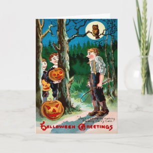 Festiva Tarjeta de Halloween Retro Jack o' Lantern