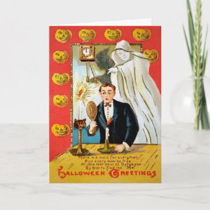 Festiva Tarjeta de Halloween Retro Mirror Ghost