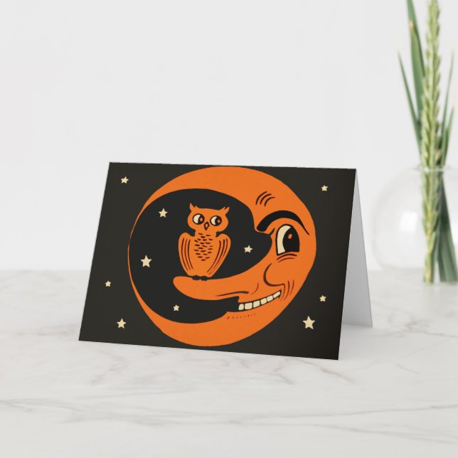 Festiva Tarjeta de Halloween Retro Moon (Anverso)
