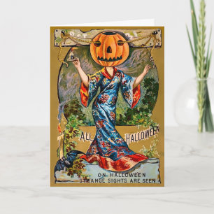 Festiva Tarjeta de Halloween Retro Strange Sights