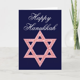 Festiva Tarjeta de Hanuká Estrella de David con joya rosa 