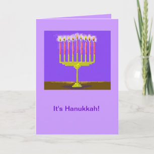 Festiva Tarjeta de Hanukka con Menorah muy brillante