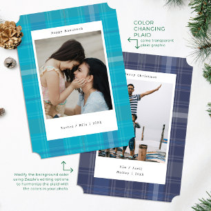 Festiva Tarjeta de Hanukkah con foto de cuadros con cambio