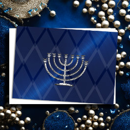 Festiva Tarjeta de Hanukkah de Menorá de Plata