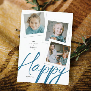 FESTIVA TARJETA DE HANUKKAH DE TRES FOTOS