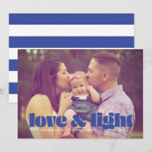 Tarjeta de Hanukkah de una sola foto de amor y luz