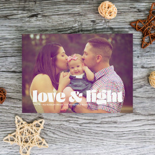 Festiva Tarjeta de Hanukkah de una sola foto de Amor y Luz