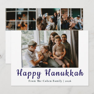 Festiva Tarjeta de Hanukkah más feliz de Caligrafía Azul f