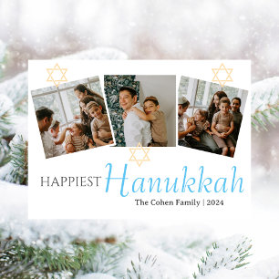 Festiva Tarjeta de Hanukkah más feliz de Caligrafía Azul f