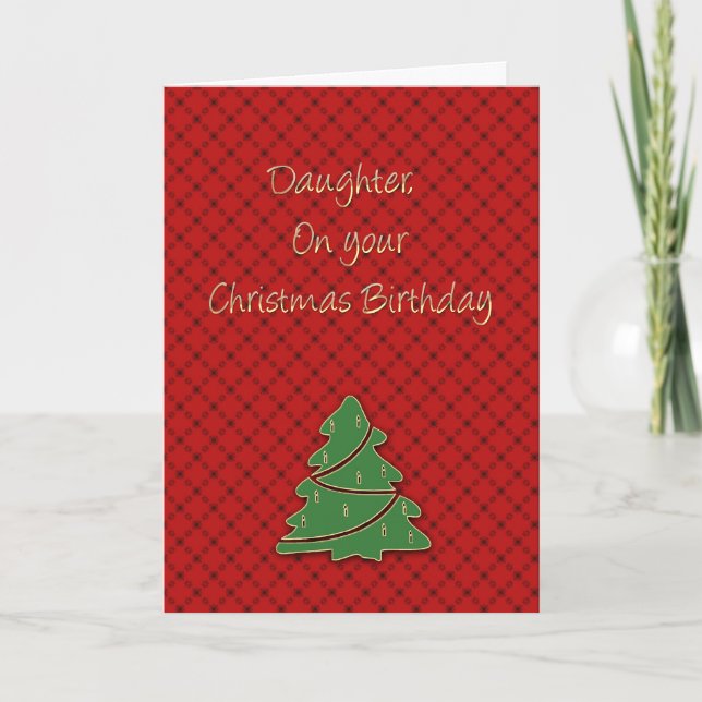 Festiva Tarjeta de hija de cumpleaños para navidades (Anverso)