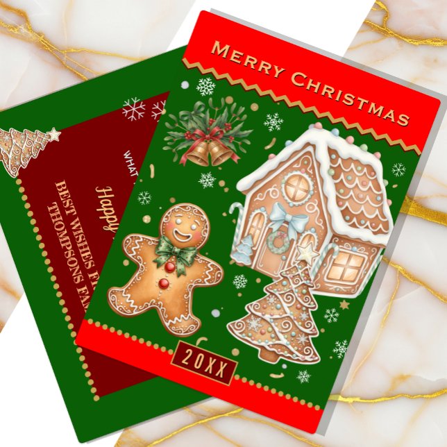 Festiva Tarjeta de horneado para navidades, hombre de pan  (Traditional Christmas Card with Gingerbread Cookies)