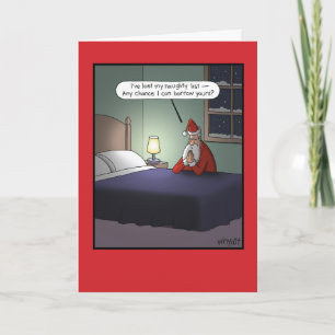 Festiva Tarjeta de humor para Navidades de lista traviesa 