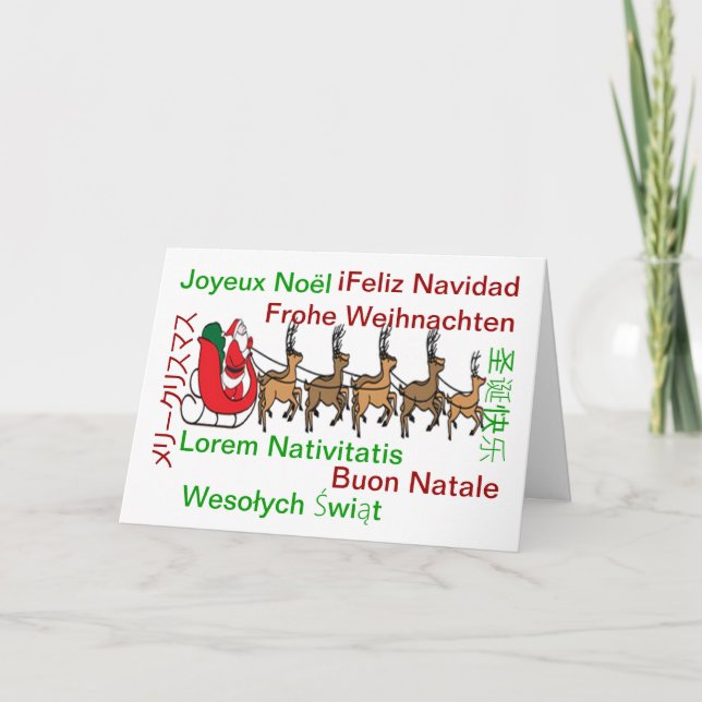 Festiva Tarjeta de idiomas navideños (Anverso)