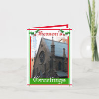 Tarjeta de iglesia de ladrillo envejecido