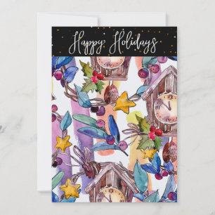 Festiva Tarjeta de Ilustracion acuarela para Navidades fes