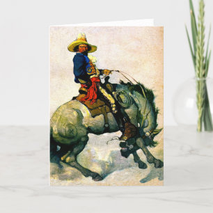 Festiva Tarjeta de Ilustracion Cowboy de los años 20