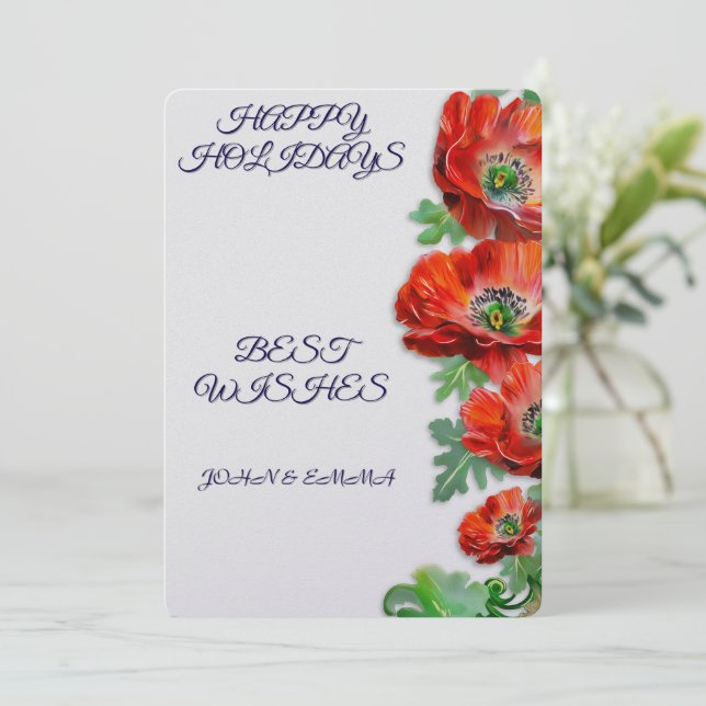 Festiva Tarjeta de impresión Faux Gold Holiday (Anverso de pie)