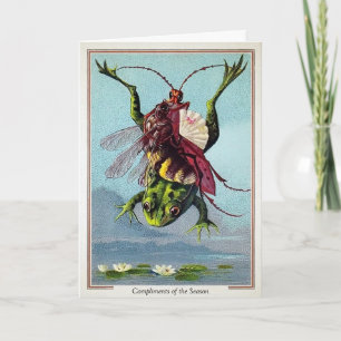 Festiva Tarjeta de insectos victorianos sobre Navidades de