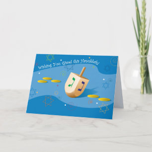 Festiva Tarjeta de Jánuca con Dreidel