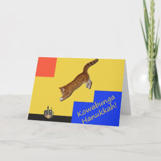 Festiva Tarjeta de Jánuca del gato de Kowabunga