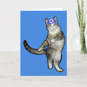 Festiva Tarjeta de Jánuca para el gato del baile del