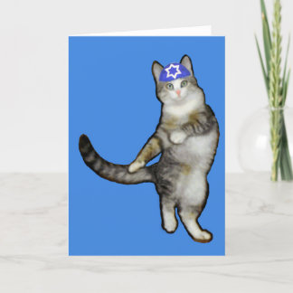 Festiva Tarjeta de Jánuca para el gato del baile del