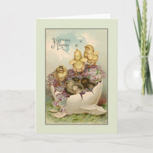 Festiva Tarjeta de Joyeuses Pâques pascua del francés del