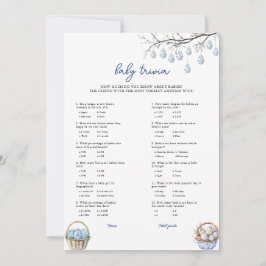 Festiva Tarjeta de juego Baby Shower Easter Baby Trivia