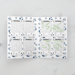 Festiva Tarjeta de juego de búsqueda de palabras de fútbol