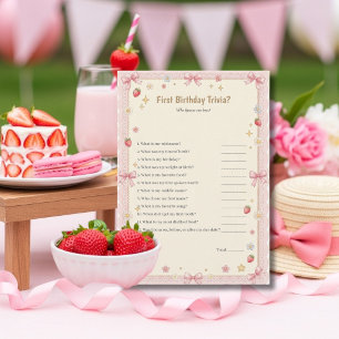Festiva Tarjeta de juego de trivia del primer cumpleaños d