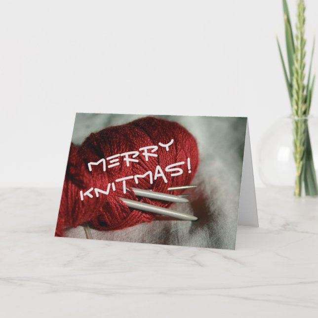 Festiva Tarjeta de Knitmas de merry (Anverso)
