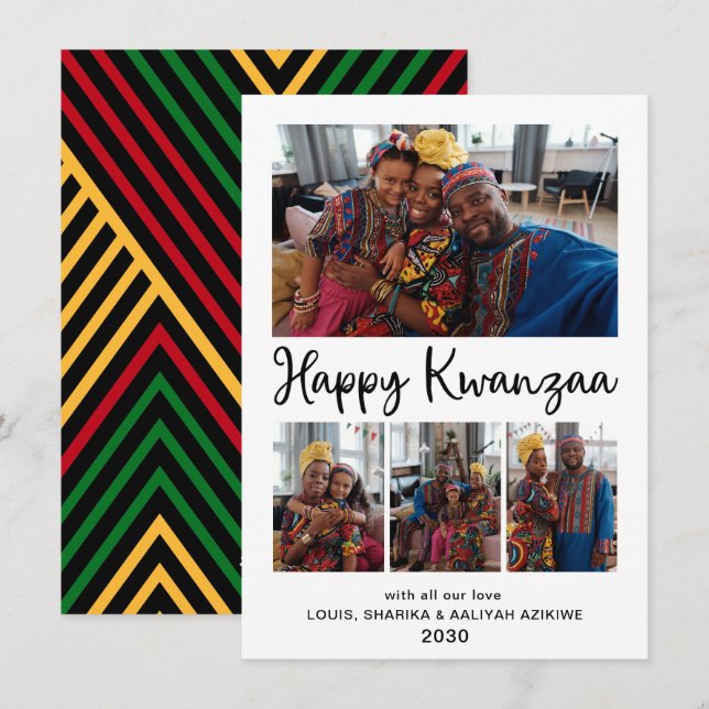 Festiva Tarjeta de Kwanzaa con 4 fotos (Anverso / Reverso)
