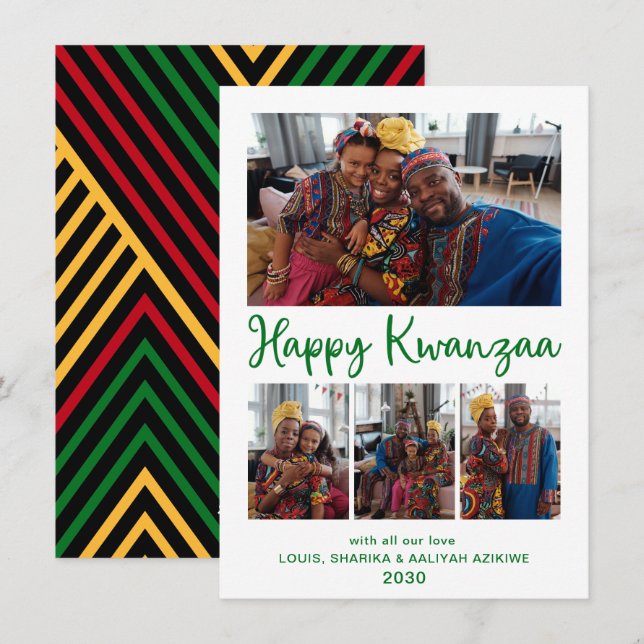 Festiva Tarjeta de Kwanzaa con 4 fotos (Anverso / Reverso)
