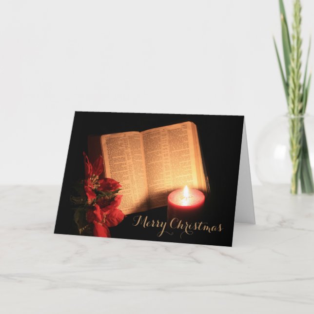 Festiva Tarjeta de la Biblia para Navidades con velas (Anverso)