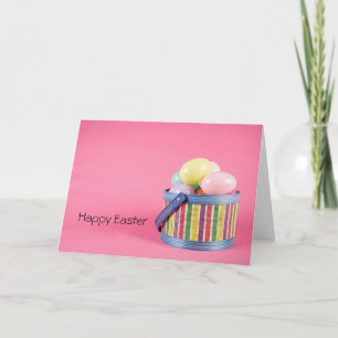 Festiva Tarjeta de la Cesta de Huevos de Pascua